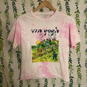 Tie-dye Van Gogh cropped t-shirt